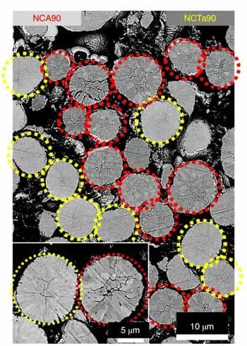 مقایسه ساختار کریستالی کاتد با تالیوم و بدون تالیم