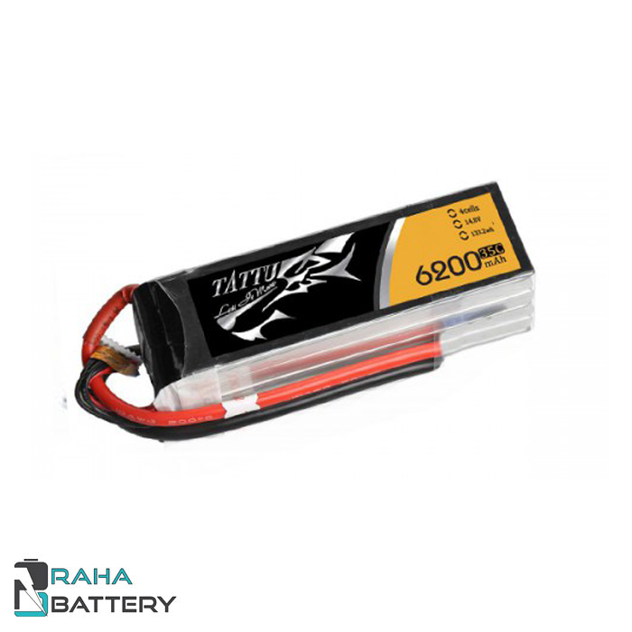 Gens-Ace-Tattu-6200mAh-35C-4-cell-lithium-polymer-battery-021107 تصویری از باتری لیتیوم پلیمر 4 سل Gens Ace Tattu 6200mAh 35C