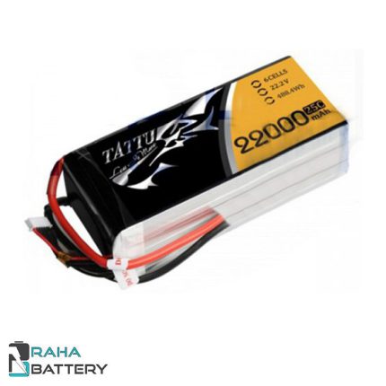نمای از نزدیک باتری لیتیوم پلیمر 6 سل Tattu 22000mAh 25c HIGH VOLTAGE