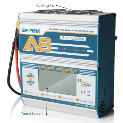 نمای نزدیک شارژر باتری EV-Peak A8