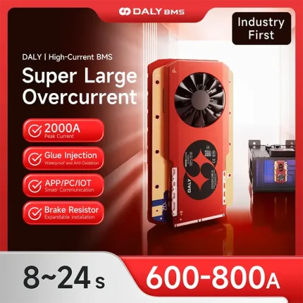 BMS هوشمند باتری لیتیوم 8 تا 24 سل 600-800 آمپر برند DALY مناسب صنعت - رها باتری