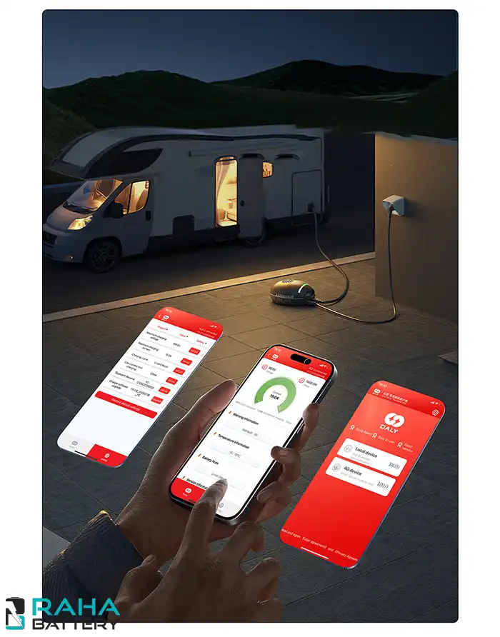 بلوتوث و اپ اختصاصی سازگاری کاربردی شارژر دالی 48 ولت 600 وات