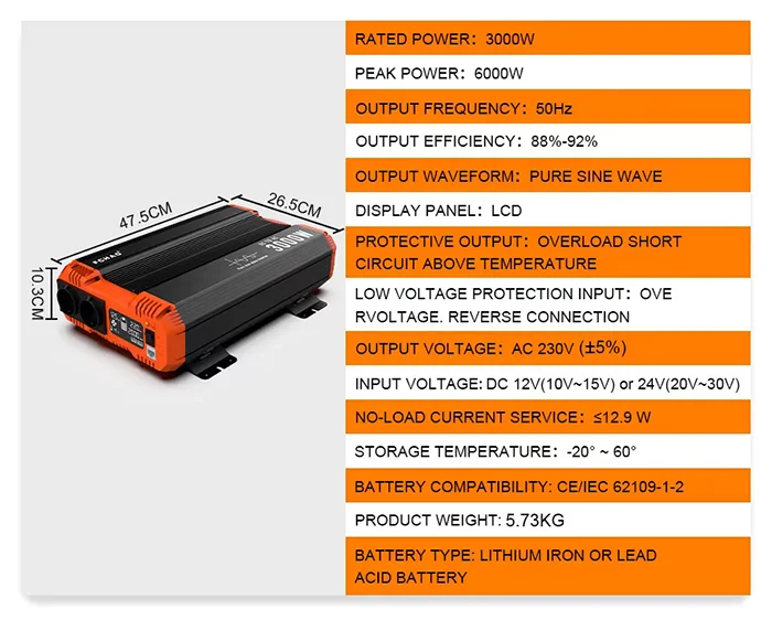 ویژگی های اینورتر سینوسی 3000 وات